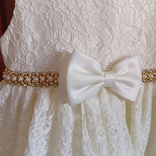 Dress No5 lace ivory with golden beads, like new, size 110 cm