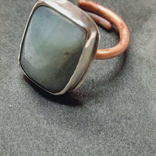 Handmade silver 925 ring open shank with semi-precious stone