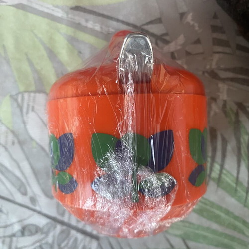 Emsa Bologna vintage orange plastic conserve pot with lid and spoon