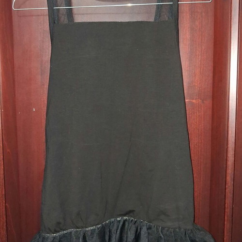 Black Sleeveless Top by m&t Fashion with Tulle and Sequin Print, New