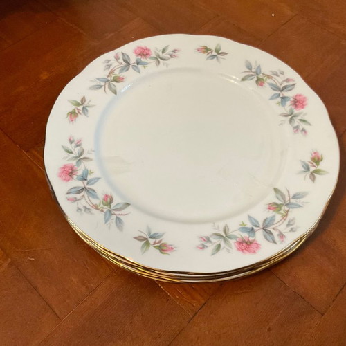 Duchess Bramble Rose English porcelain dinner plates set of 5, excellent condition