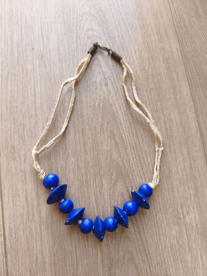 Women's necklace blue ceramic beads used
