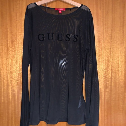 Guess women's mesh blouse like new, black, size S