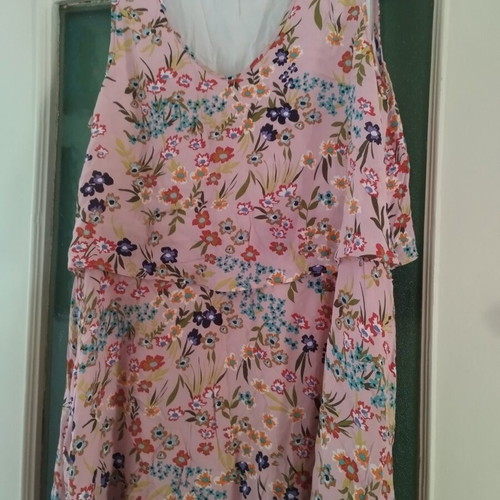 Deerberg Viscose Dress for Curvy Girls, Like New, Pink Floral, XXL