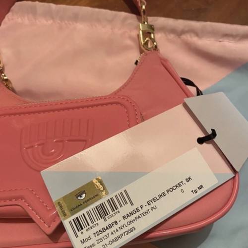 Chiara Ferragni Vicky nylon and PU leather shoulder bag pink new