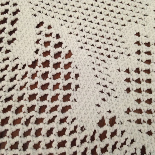 Knitted decorative blanket used, white, 200x190 cm
