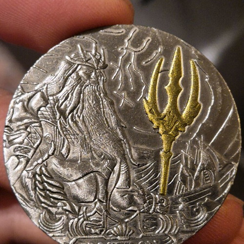 British bronze medal new with Poseidon and gilded details