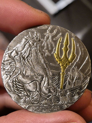 British bronze medal new with Poseidon and gilded details
