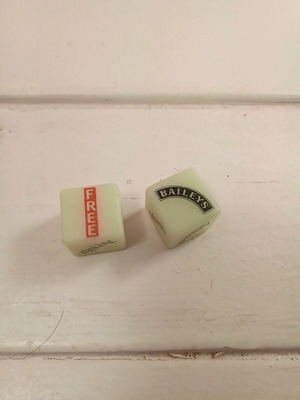 Bailey's dice for erotic game collectible, new, glow in the dark