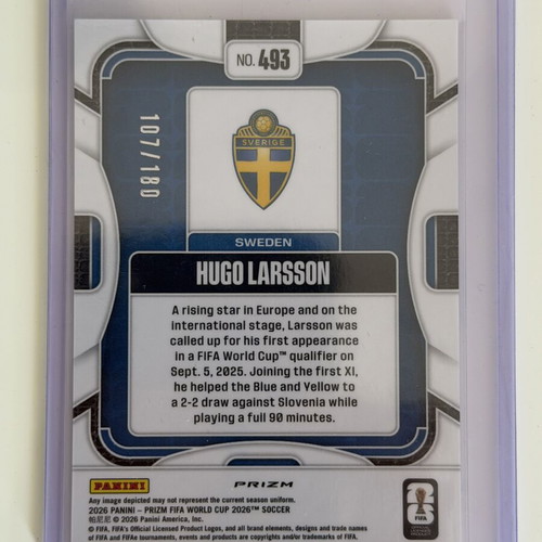 2026 Panini Prizm FIFA World Cup Hugo Larsson Yellow Wave Card