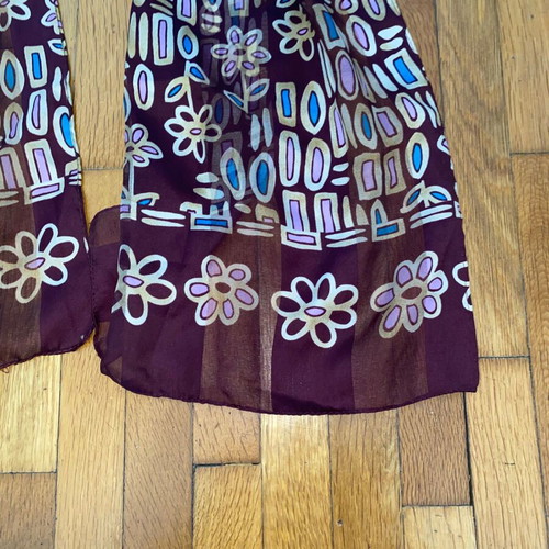 Vintage μακριά στόλα φουλάρι με γεωμετρικό και floral μοτίβο, σαν καινούργιο