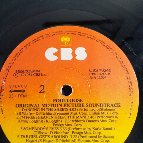 Footloose Original Motion Picture Soundtrack vinyl used with cover wear