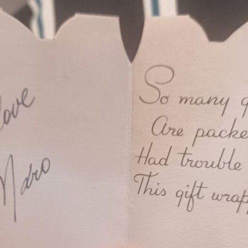 Greeting card used, 60's, with stain