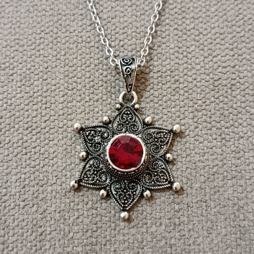 Silver pendant with red stone new