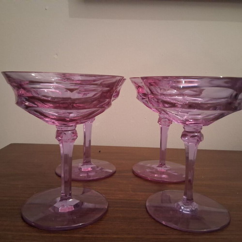 Moser Alexandrite Glass Set of 4 Crystal Glasses like new