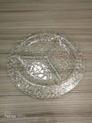 Glass serving platter 3 sections diameter 27cm new