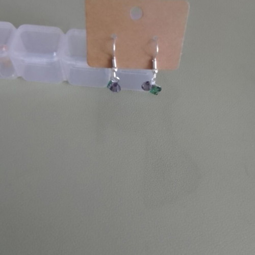 Steel Earrings with Green and Black Beads new