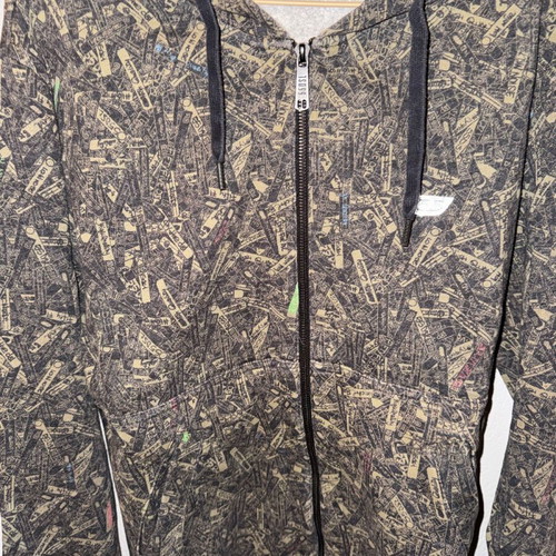 Diesel hoodie used, dark gray with zipper and designs, size L