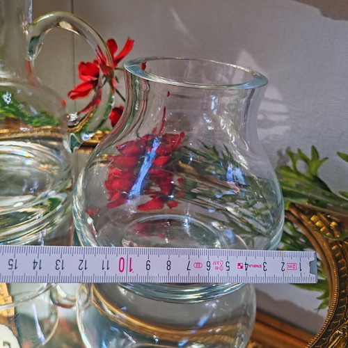 Vintage solid glass set – large jug (1200 ml) and balloon vase (900 ml)