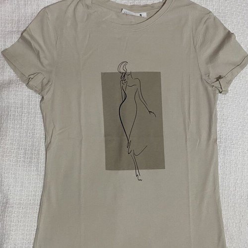 Terranova Beige T-shirt S with Print like new