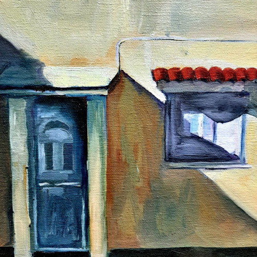 Oil painting urban landscape on canvas new by Vicky Baltzi