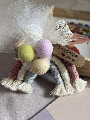 Handmade rainbow bomboniera with magnet made to order