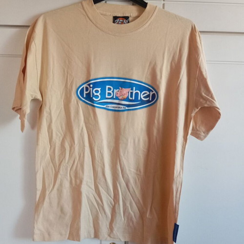 Vintage humorous t shirt Pig Brother, like new, size L-XL, apricot