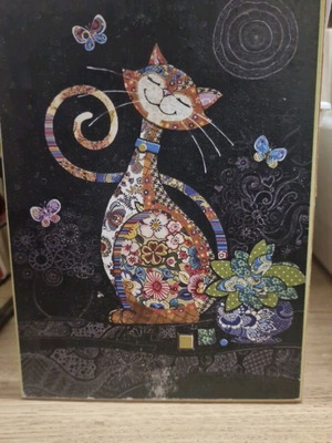 Wooden decorative cat plaque made to order 13×18 cm