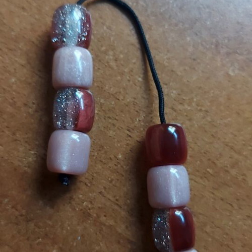 Zairas Mini Komboloi, Begleri & Multipurpose Pendant Set, Pink-Bordeaux with Glitter