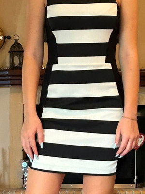 Mango dress used, black and white, size M