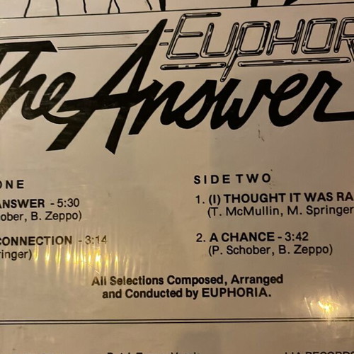 Euphoria – The Answer signed LP record like new