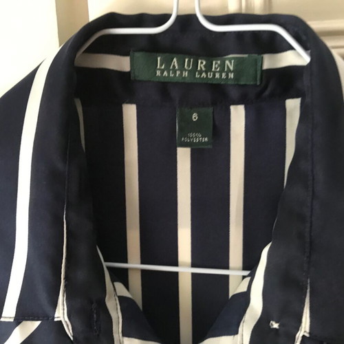 Ralph Lauren XS women's striped shirt blue and white, like new, 100% polyester