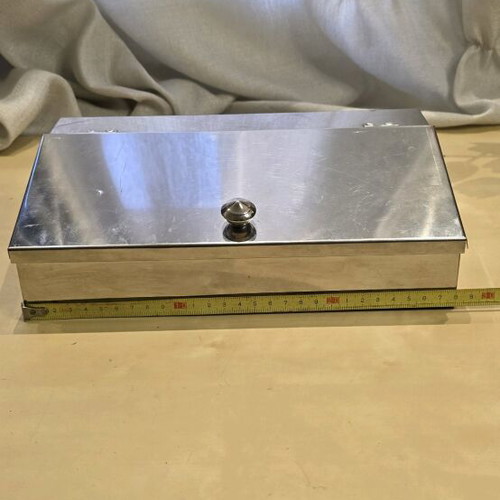 Stainless steel storage box like new with lid and divider