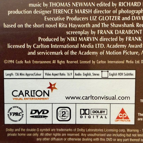 The Shawshank Redemption DVD like new, English subtitles