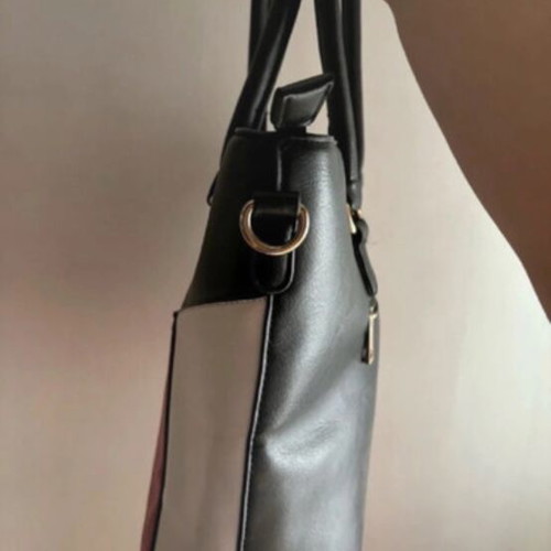 Shoulder bag used, black and red, spacious with strap