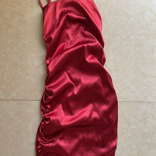 Shein red satin tight summer dress, size M