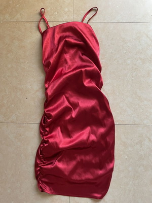 Shein red satin tight summer dress, size M