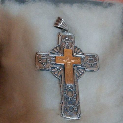 Silver-gold cross 950 and 585 handmade from Mount Athos, like new