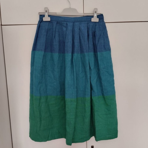 Vintage linen skirt blue and green used