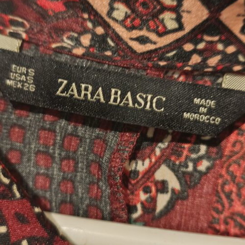Zara Patchwork Print Satin Shirt Dress size S like new