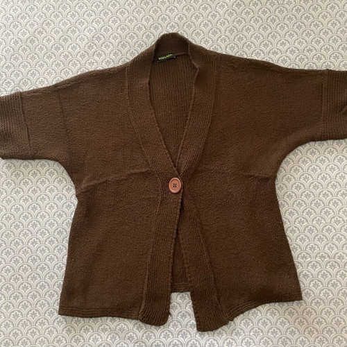Woolnet short-sleeve cardigan like new, dark brown