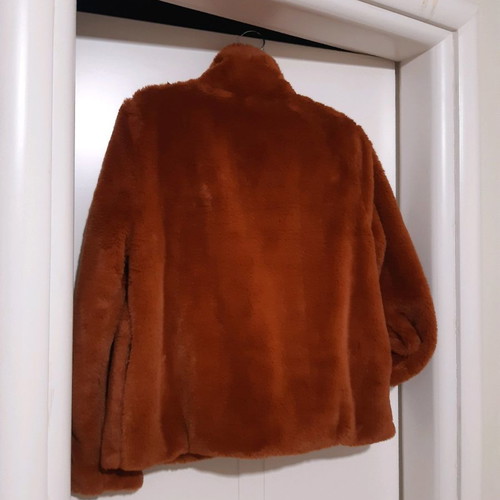 Pink Woman brown faux fur jacket like new, size M