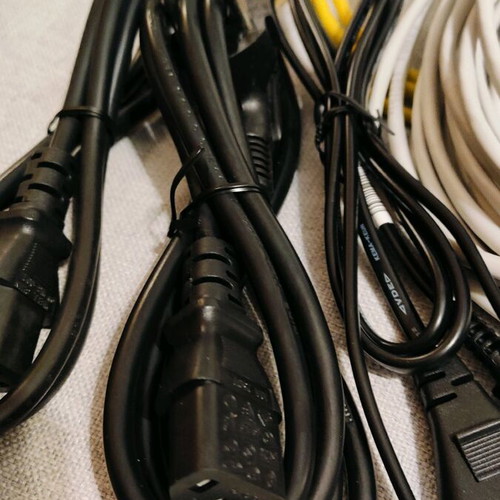 Various Ethernet and power cables new, assorted lengths