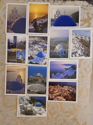 Vintage συλλογή καρτ ποστάλ Σαντορίνη, 12 κάρτες (1987)