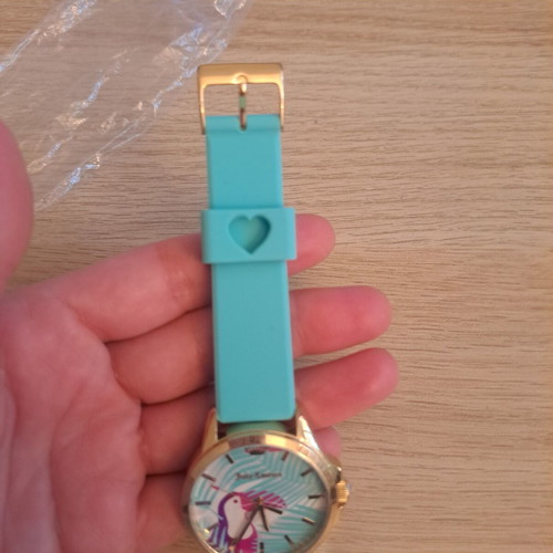 Juicy Couture watch new, gold stainless steel with turquoise silicone strap