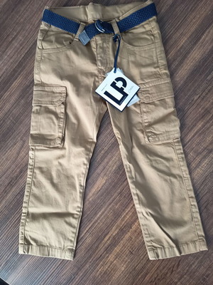 Lapin Cargo Pants New For 3 Years Old, Beige With Blue Belt