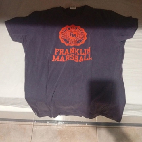 Franklin & Marshall T-shirt XXL used, dark blue with orange logo