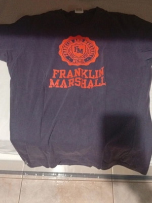 Franklin & Marshall T-shirt XXL used, dark blue with orange logo