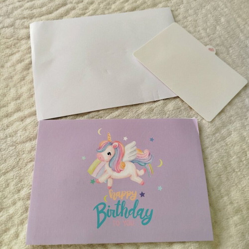3D birthday greeting card with unicorn new