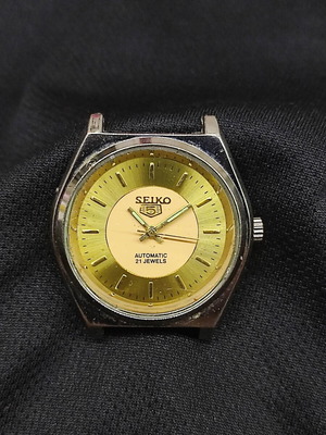 Seiko Automatic 21 Jewels vintage ανδρικό ρολόι μεταχειρισμένο, χρυσό καντράν